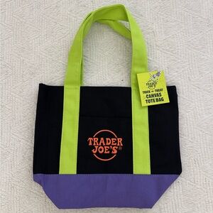 Trader Joe's Black and Purple Mini Canvas Tote Bag — Halloween